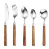 Cuchillo de Acero Inoxidable 304, Tenedor, Cuchara, Mango de Madera Huali, Cuchillo para Bistec para Hotel y Restaurante, Cuchara para Vajilla Occidental para el Hogar, 5 Piezas al Por Mayor
