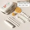 Escova de Limpeza para Mamadeira, Silicone Dobrável Portátil de Viagem Conjunto de Seis Peças, Resistente a Altas Temperaturas, Cabo Antiderrapante, Especial para Sair