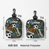Bolsa de Moedas com Estampa de Futebol da Copa do Mundo de 2026 Poliéster Resistente à Sujeira Fecho de Zíper Bolsa de Armazenamento para Moedas Bolsa para Fones de Ouvido