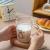 Taza de Leche con Escala de Dibujos Animados Vidrio de Borosilicato Alto Resistente a Altas Temperaturas Taza de Agua para el Hogar de Alto Valor Taza de Agua Calentable en Horno de Microondas