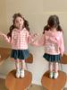 Ropa de Abrigo para Niñas Otoño 2025 Nuevo Estilo Kidsren's Estilo Otoño Cárdigan con Capucha a Cuadros para Bebé Niña Top de Otoño