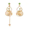 Nuevos Pendientes de Calabaza con Goteo de Aceite Incrustados de Diamantes Estilo Chino, Moda Estilo Nacional, Temperamento Único de Nicho, Pendientes de Gama Alta para Mujer