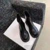 Botas estilosas de corte justo para mulheres, botins pretos, botas de bico redondo para outono e inverno, botas Martin de sola grossa, botas elásticas de salto grosso