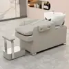 Sillón de peluquería para peinar el cabello Cama para lavar el cabello Cama para el cuidado del cabello Peluquería para hombres Cama para lavar el cabello Estilo de celebridad de internet Sillón semi-reclinable Lavabo profundo Cama para shampoo