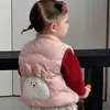 Colete Acolchoado Fofo de Coelho Desenho Animado para Bebês Meninas, Novo Colete Outerwear Infantil para Outono e Inverno, Roupa para Meninas