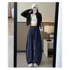 Calça casual larga de corte reto estilo americano para mulheres, nova calça de moletom casual drapeada de cintura alta para outono e inverno, calça banana emagrecedora