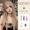 Peluca Lógica de Gato para Mujer Estilo Coreano Natural Diario Gris Dorado Dulce Fresca de una Sola Pieza Encaje Lolita Cabello Largo Liso Cobertura Completa de Cabeza