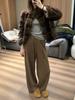Pantalones de Pierna Ancha de Punto Falso tipo Lana, Cintura Alta, Caída Suelta, Estilo Old Money para Mujer, Nuevos Pantalones Rectos de Lana de Largo Completo para Otoño e Invierno 2026