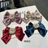 Elegante lazo de terciopelo de estilo coreano, hermosa bola de pelo de alta calidad, clip de pico de pato, horquilla de moda retro francesa de otoño e invierno