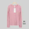 Lulu Mesmo Estilo 1.0 Camiseta Esportiva de Manga Longa para Yoga Secagem Rápida Gola Redonda Yoga Corrida Fitness Slim Fit Top para Mulheres