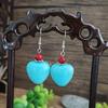 Brincos Longos Boêmios Turquesa Gota d'Água Vintage Distintivos Joias de Orelha Borboleta Flor Xizang Gancho de Orelha Gota de Orelha Mulheres