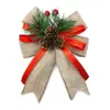 Colgante Decoración Árbol de Navidad Hojas de Pino Bayas Rojas Tela de Terciopelo Cuadros Rojos y Negros Lazos Costura Overlock Ensamblado Adorno para Colgar