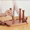 Portavasos de Ébano Personalizado, Resistente al Moho y con Drenaje, Almacenamiento para Tazas de Vidrio de Escritorio para el Hogar, Tazas de Té y Vasos de Agua de Madera