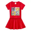 2023 verão novo estilo coreano roupas infantis vestido de manga curta meia manga bebê orelha de madeira plissada estilo ocidental saia fina