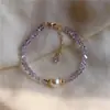 Pulseira de Turmalina Cristal Arco-Íris Cor Doce Pedra Natural Nicho Luxo Leve Sentido de Alto Padrão Pulseira Pulseira de Contas Feminina