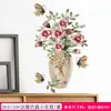 Paz e riqueza Adesivos de parede de Lótus estilo chinês sala de estar parede de fundo da TV adesivos de parede de vaso pintura autoadesiva à prova d'água