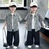 Conjunto de Camisa Floral de Manga Corta y Pantalones de Verano para Niños 2026 Nueva Moda Infantil Pantalones Anti-Mosquitos Pantalones Largos Ropa Delgada de Verano