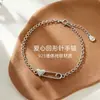 Pulsera de Plata de Ley S925 con Forma de Corazón y Clip de Papel para Mujer, Pulsera de Lujo Ligero de Gama Alta con Diseño Único, Venta al por Mayor