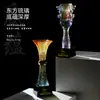 Trofeo de trípode de vidrio para eliminación de cera, empresa de rotulación para producción, reunión anual, premio de honor para personal destacado