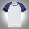 Camiseta de cuello redondo con hombros delgados de algodón peinado de licra para hombres y mujeres con impresión por transferencia térmica, camisa cultural grupal en blanco