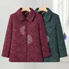 Roupas de primavera e outono para mulheres de meia-idade e idosas, jaqueta bordada vintage para vovó, roupas casuais femininas, roupas para idosos de 70 anos, blusa grossa plus size