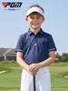 2026Pgm Roupas de Golfe Infantis para Meninos Roupa de Verão de Manga Curta Proteção Solar Tops Respiráveis
