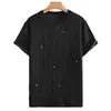 Camiseta de Manga Curta com Padrão de Losango Céu Estrelado Estilo Novo de Verão para Homens, Tendência Loose Fit Versátil Estilo Coreano Preto Gola Redonda Top