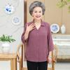 Camisa de solapa de verano para abuela para personas de mediana edad y mayores, camisa de madre de 60 años y 70 años para señora mayor, top de color liso con manga 3/4