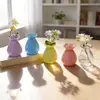 Jarrón Pequeño de Vidrio de Colores con Rayas Verticales Nórdicas, Jarrón Hidropónico Mini Simple, Adorno para Sala de Estar del Hogar, Jarrón de Vidrio
