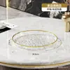 Bandeja Redonda para Jantar Padrão Ondas d'Água Ouro Bordado de Luxo Leve para Uso Doméstico, Bandeja para Xícara de Chá na Sala de Estar, Bandeja Transparente de Armazenamento para Cafeteria