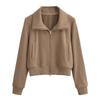 Nueva chaqueta de principios de otoño europea y americana, cremallera de doble cursor, suéter con solapa, abrigo corto adelgazante versátil