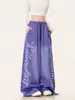 Pantalones de chándal unisex estilo americano, lavados en la calle, con estampado de letras y cordón, para primavera, otoño e invierno, corte holgado, high-street, pierna ancha, casual