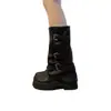 Botas de motocicleta de suela gruesa, de doble uso, estilo coreano para mujer, nueva colección otoño/invierno 2026, con hebilla de cinturón desmontable, estilo Mary Jane, tacón grueso y diseño de bota de jinete