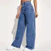Aliexpress Amazon Pantalones Rectos Sueltos Jeans Lavados Moda Retro para Mujer Pantalones Casuales Versátiles Transfronterizo