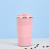 Copo térmico de aço inoxidável a vácuo de camada dupla de grande capacidade, com capa de couro, para café, portátil para uso ao ar livre, no escritório e em viagens de negócios