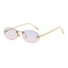 8115 Gafas de sol elegantes de estilo europeo y americano con forma de estrella y forma ovalada de diamante para hombre y mujer, sin marco y con la letra "F".