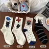 Calcetines Invisibles de Gatito de Dibujos Animados Calcetines para Mujer Diseño Simple de Moda Calcetines de Media Caña Combinación de Gato Negro Calcetines Largos de Gato 3D