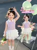 Conjunto de Estilo Universitario para Niñas 2026 Verano Nuevo Camiseta Polo sin Mangas para Niños Falda de Pastel Elegante para Bebé Conjunto de Dos Piezas