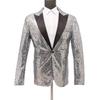 2025 Vestido de Actuación Europeo y Americano Traje de Lentejuelas Doradas Traje de Corea del Sur Club Nocturno Anfitrión MC Chaqueta de Estudio para Hombre
