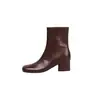 Botas femininas estilo Martin, de cano curto, com tira única, novo estilo outono/inverno, bico redondo, zíper lateral, salto médio a grosso, botinhas de couro legítimo