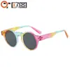 Gafas de Sol Redondas Transfronterizas Nueva Ronda Espejo de Príncipe Coloridas Artísticas Decorativas de Exhibición Marco Pequeño para Hombres y Mujeres T22118