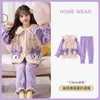 Pijama infantil otoño e invierno franela niñas lindo caricatura solapa forro polar coral niños cálido ropa de casa
