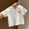 Camiseta de Algodão 100% Manga Curta com Botões para Verão, para Meninos e Meninas, Estampa de Desenho Animado Infantil Bebê, Camada Base Casual de Meia Manga, Tendência