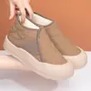 Botas de Neve de Lã de Ovelha Grossa de Solado Alto para o Inverno Confortáveis e Leves Casuais Femininas Botas de Algodão Aconchegantes com Forro de Lã Espessado à Prova de Frio
