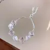 Pulsera de flor de acetato rosa con circonita, ligeramente dulce y delicada, fresca y dulce, joyería con sensación de lujo ligero y alta gama