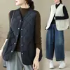 Chal de Algodón Delgado Acolchado con Botones a Presión, Bolsillo Lateral, Versátil, Casual, Nuevo para Otoño Invierno 2026, Mujer