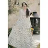 Tiro Real # Pastel de Vacaciones Vestido de Lunares Vestido con Tirantes + Abrigo Chal Vestido Largo de Dos Piezas para Mujer