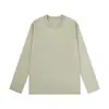 Camiseta Masculina Manga Longa Ombro Direito Par Roupa Básica Algodão Pesado Gola Redonda Outono e Inverno Nova Blusa Masculina Solta