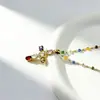 Collar de Cristal Multicolor con Forma de Cruz 2026 para Mujer con Diseño Único, Cadena Elegante y de Alta Gama para Clavícula con Circonita