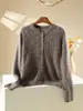 Cardigan de Punto de Lana Cachemira Nuevo Otoño/Invierno 2026 Cuello Redondo Manga Larga para Mujer Patrón Retorcido Suéter de Lana Cepillada
